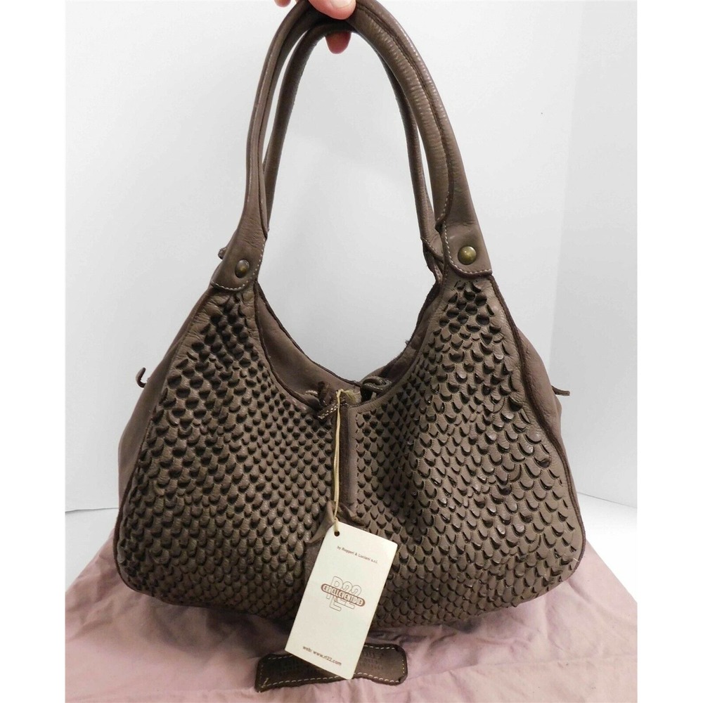 New Errelleventidue RL22 Italy Taupe Leather Large Hobo Shoulder Bag